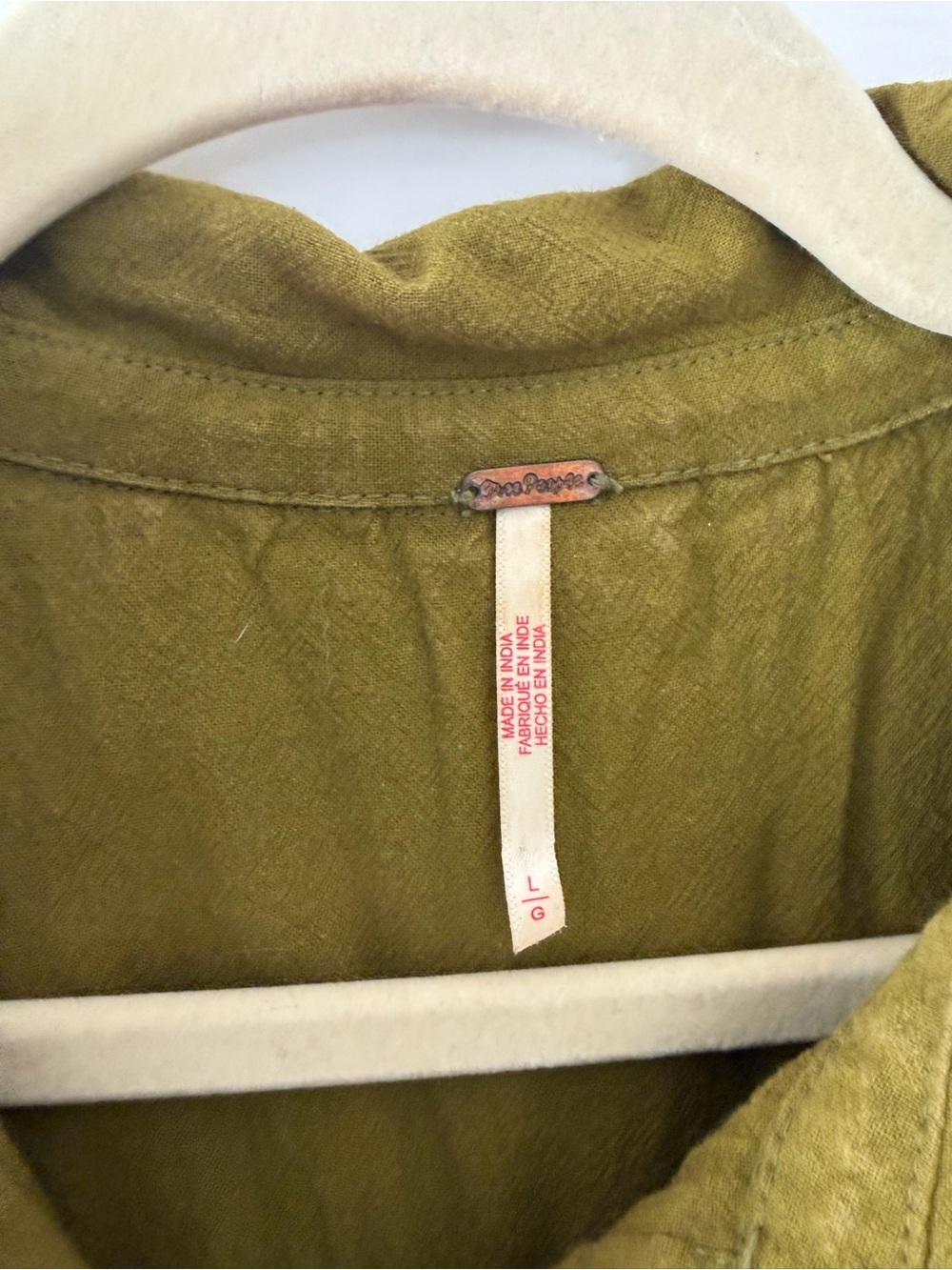 Free People Olive Green Ruffle Pintuck Button-Down Blouse - Picture 3 of 3